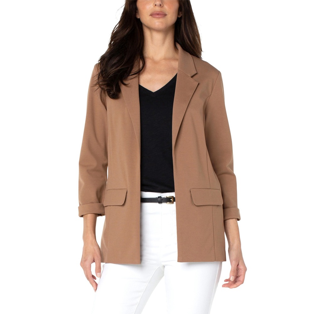 NWOT Liverpool Boyfriend Casual Minimalist Workwear Chic Blazer Brown Women 2XL